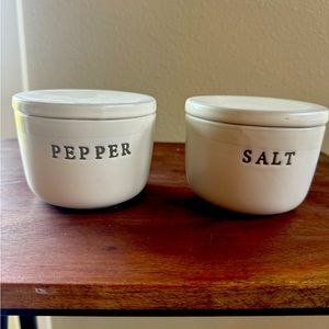 Hearth and Hand Magnolia Salt and Pepper jars with lid. New.